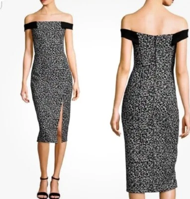 NUEVO CON ETIQUETAS NICHOLAS Vestido Vaina Estático Banda para el Hombro Negro Blanco Talla 4 EE. UU., 40 IT Foto 1 de 4