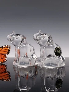 Lenox Fine Crystal Elephant Salt & Pepper Shakers - Trunk Up - Picture 1 of 12