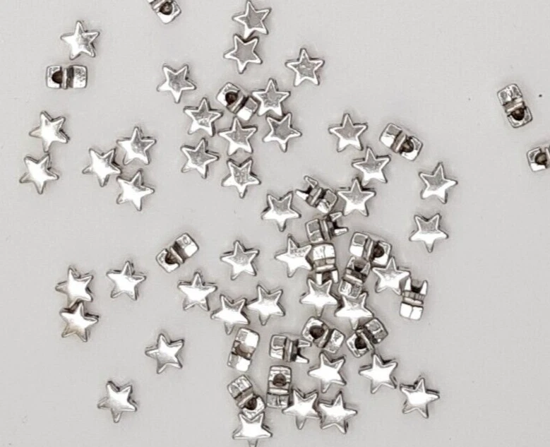 Star Spacer Bead 5mm in Dull Silver Tone Metal Bead Small Star Charm Bead 100pcs - Image 1 of 2
