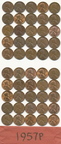 1957 P LINCOLN CENT ROLL 50 COINS Cover