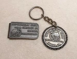 Vintage Lot Key Fob and Money Clip Republican Club 255 W Chestnut St Hanover PA - Picture 1 of 6
