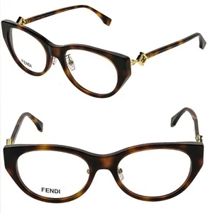 FENDI DIAMONDS LOGO 50099 052 Brown Havana Eyeglasses Optical 53mm FE50099F 053 - Picture 1 of 10