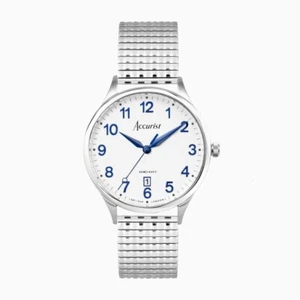 Accurist Watch 73000X Classic Mens White Dial Stainless Steel Expanding Strap - Picture 1 of 7