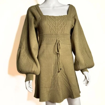 Free People Emmaline Open Back Sweater Dress Womens SZ M Coquette Forest Fairy - Image 1 of 4