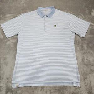 Camisa Polo Peter Millar Para Hombre Grande Azul Blanco Rayas Golf Bandera Logo Algodón - Imagen 1 de 10