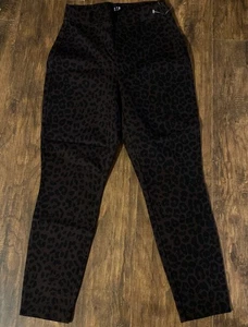 Pantaloni eleganti GAP vita alta marrone stampa leopardata Wms taglia 2 petite zip laterale - Foto 1 di 8