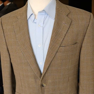 Hickey Freeman Soft Tweed Blazer 42s Canvased Woven Lambswool Houndstooth - Image 1 of 4
