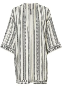 Kimono aus nachhaltiger Viskose Gr. 38 Cremeweiss Schwarz Damen-Cardigan Neu - Bild 1 von 1
