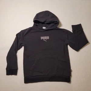 PUMA Youth Boy Fleece Hoodie Sweatshirt Black Sz Large 10-12 Kids Activewear - Picture 1 of 12