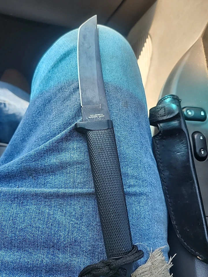 Taylor/Seto Knife 5.75 Black Stainless Steel Blade Aluminum Handle Full Tang - Image 1 of 4