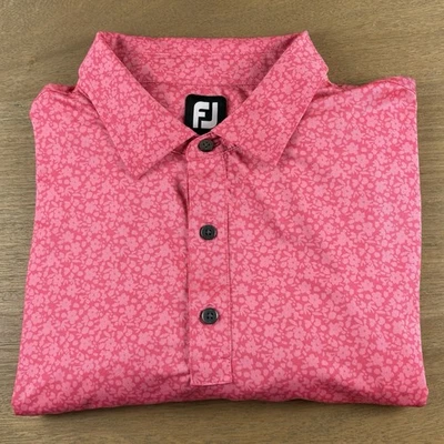 FootJoy FJ S/S Polo Shirt 2XL Lisle Geometric Floral Golf Performance Dog Logo - Image 1 of 4