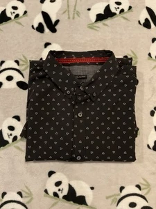 Geometrix Mens Large Black Dress Shirt Button Up Long Sleeve Triangle Slim Fit L - Picture 1 of 6