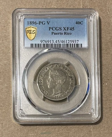 Puerto Rico - 1896 Silver 40 Centavos (PCGS XF 45) Cover