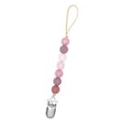 Baby Handmade Dummy Clip Pacifier Bead Chain Holder Silicone Pink Grey