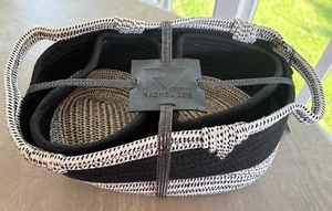 Rachel Zoe Juego de 3 Cestas Tejidas de Cuerda de Algodón Blanco y Negro Cestas de Anidación, NUEVO - Imagen 1 de 7