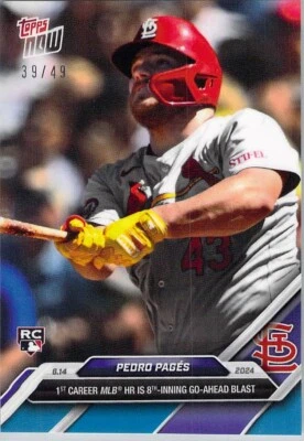 2024 Topps Now 298 Pedro Pages 1st Career MLB HR Go Ahead (RC) 39/49 -Free Ship! - Image 1 of 2