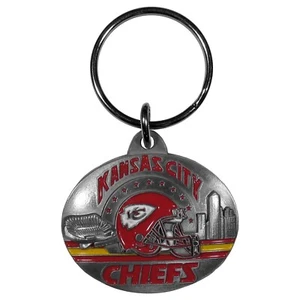 Kansas City Chiefs Enameled Logo Metal Key Chain NFL Football - Picture 1 of 1