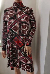 Asos Paisley swing Dress Polo neck 6 10 12 Red /Multi - Picture 1 of 7