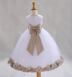 WHITE FLOWER GIRL DRESS PAGEANT WEDDING BRIDESMAID DANCE PARTY 12-18M 2 4 6 8 10 - Picture 1 of 45