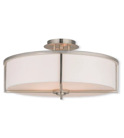 Livex 51075-91 Wesley 4 Light Flush Mount In Brushed Nickel Cover
