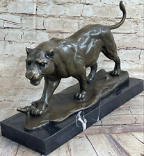 Große Messingskulptur Löwe Panther Tiger Puma Groß Katze Statue Afrikanischer