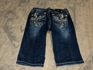Miss Me Girl's Youth Bermuda Shorts Sz12 Bling Embroidered - Picture 1 of 6