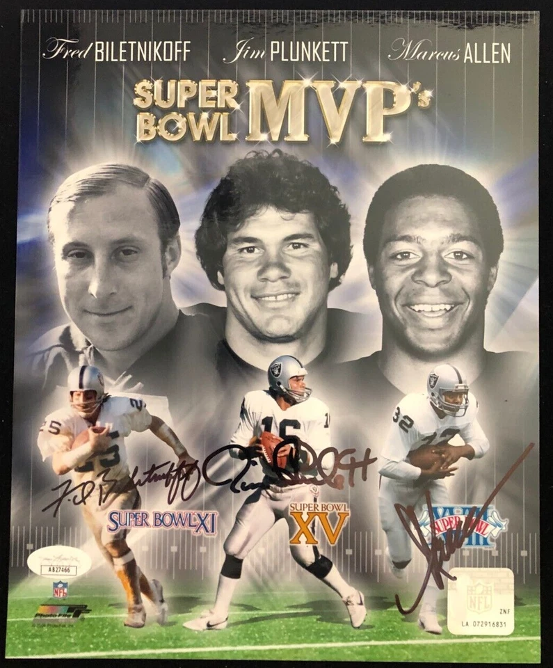 Raiders Super Bowl MVPs Signed 8x10 Photo JSA Authentication Oakland Los Angeles - Image 1 of 1