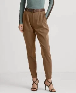 Pantalones Lauren Ralph Lauren Mujer Pequeños Plisados Jodhpur Mezcla Lana Marrón Talla 4P - Imagen 1 de 12