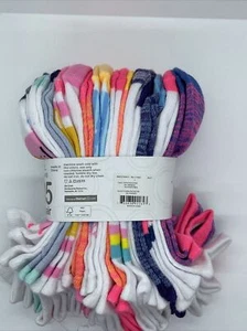 Girls no show socks 15 Pair L 4-10 Pink Purple  White Days Animals  Printed new - Picture 1 of 5