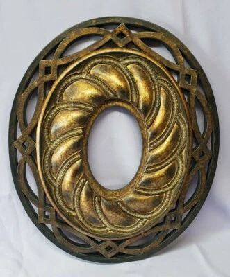 Bronze Wall Mirror Frame Beaded Rustic Classic Hanging Wall Decor Oval 20.5" - Image 1 of 4