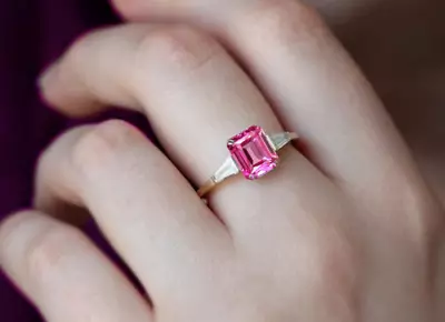 Pink sapphire Ring-Birthday Anniversary Gift For Her-Mother's Day Gifts - Image 1 of 2