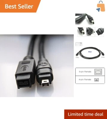 Tough 6FT Firewire 800 Cable - 9 Pin to 4 Pin Connector for Quick Data Transfer - Image 1 of 4