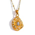 Oval Pendant Dainty Chain Vintage Women 18k Yellow Gold Plated Charm Necklace