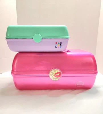 Caboodles 2 Makeup Cases Caddy Organizer Hot Pink w/ Mirror And Smaller Unit 90s - Image 1 of 4