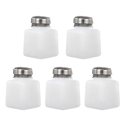 5Pack 3.4 Oz/100ml Alcohol Push Down Pump Dispenser Bottle Press White - Image 1 of 4