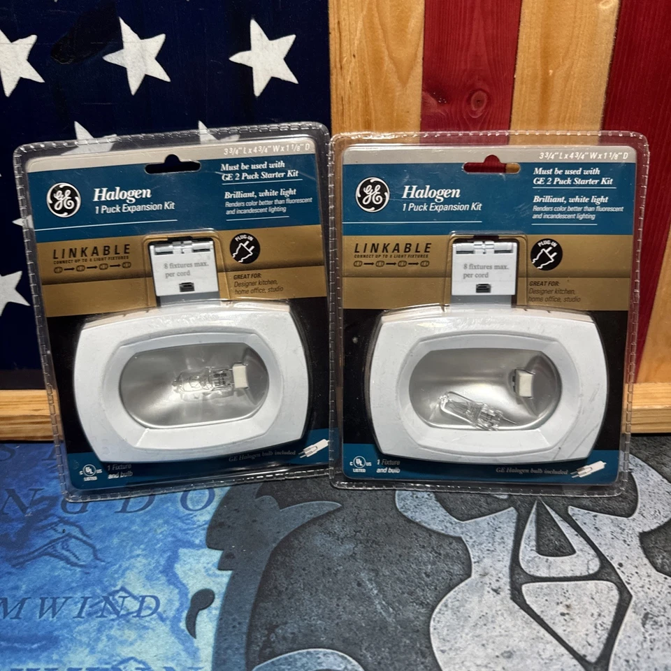 Lote de 2 kits de inicio de luz halógena GE blanca vinculable Plus Foto 1 de 1