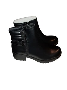 ALLOT Women's Stacked Chunky Heel Ankle Boots Buckle Straps Side Zipper... - Picture 1 of 6