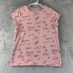 Kiabi Top T-Shirt Girls 12 Pink Love Beautiful All You Need Is Love - Picture 1 of 4