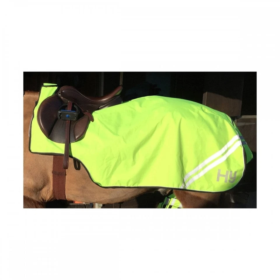 HY Equestrian HyVIZ Reflector Exercise Sheet - Fleece Lined - Yellow/Pink - Image 1 of 1