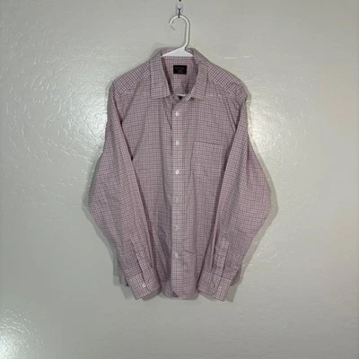 Camisa masculina UNTUCKit grande rosa xadrez sem rugas GRILLO-WF botão para baixo casual - Imagem 1 de 4