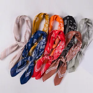 Floral Pattern Bandana Scarf Silk Satin Square Neck Women Thin Soft Head Wrap ♢ - Bild 1 von 20