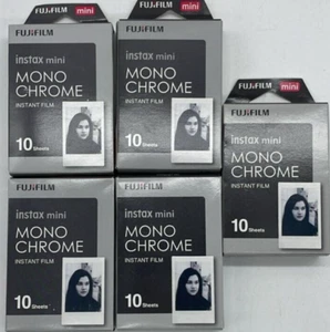 5PK Fujifilm Instax Mini Mono Chrome ~ 10 Sheets EA ~ EXP 05/24 ~ NEW~ FAST SHIP - Picture 1 of 2