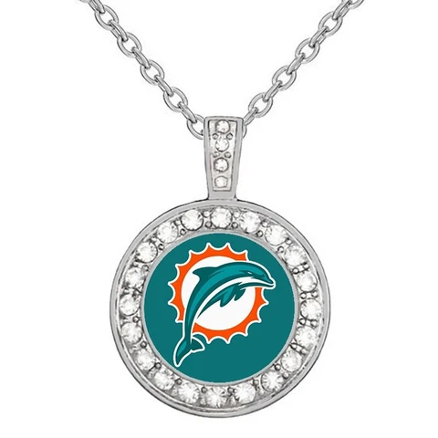 Miami Dolphins Elegant Womens 925 Sterling Silver Necklace Football D18 Cover