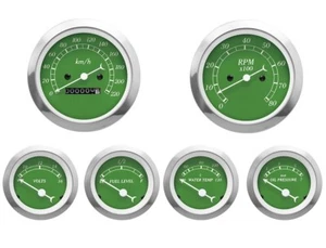 MOTOR METER RACING Clásico Verde Juego de 6 Calibre Velocímetro Mecánico KMH °C BAR - Imagen 1 de 11
