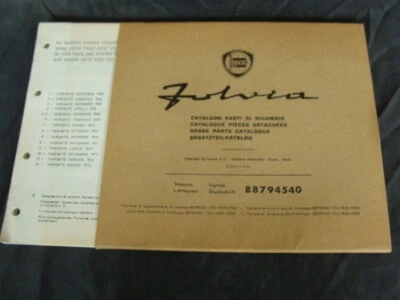Lancia Fulvia aggiornamento catalogo parti di ricambio 88794540 - Immagine 1 di 4