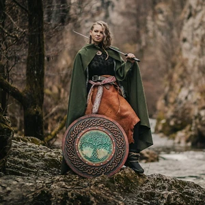 Yggdrasil Norse Tree of Life Carved Viking Shield: Handcrafted 24-Inch Wood - Picture 1 of 8