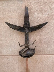 Antique Old Iron Hand Forged Moon Shape Tribal House Hanging Big Oil Lamp - Picture 1 of 12