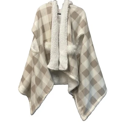 Soft Surroundings Taupe Plaid Wearable Throw OS - Image 1 of 4