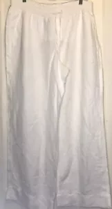LANE BRYANT Size 14-16 White Smocked Waisted Drawstring Linen Blend Pants NWT - Picture 1 of 10