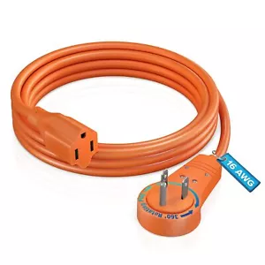 Cable 6 Feet 360° Rotating Flat Plug Extension Cord/Wire 3 Prong Grounded Wir... - Picture 1 of 8